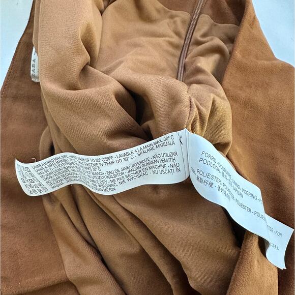 Zara Rust Brown Faux Suede Laser Cut Scalloped Hem Skirt L - Picture 11 of 13